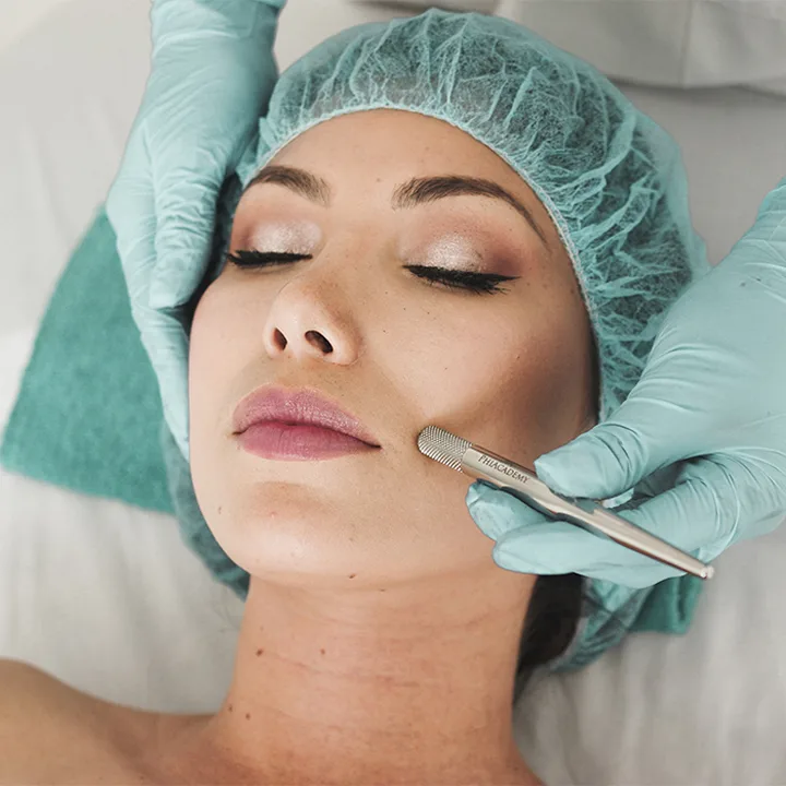 Facial skin treatment in progress